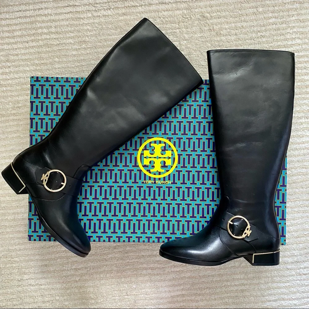 NWT Tory Burch Sofia black leather riding boots